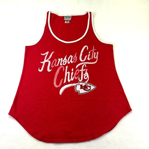 Junk Food NFL Kansas City Chiefs Vintage Inspired Oversized Red Tank Top Size L - Picture 4 of 10